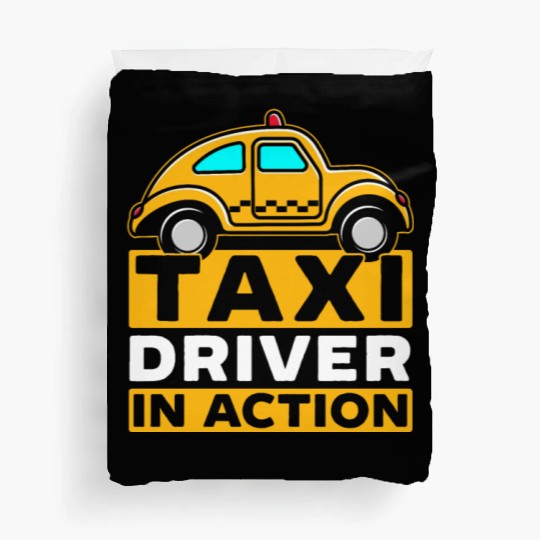 Taxi Driver In Action Taxicab Cab Driver Cabbie Duvet Covers