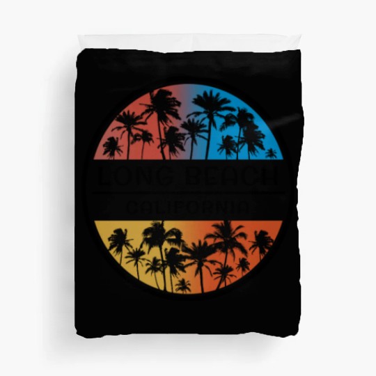 Long Beach California Palm Tree Stylish Vacation Duvet Covers
