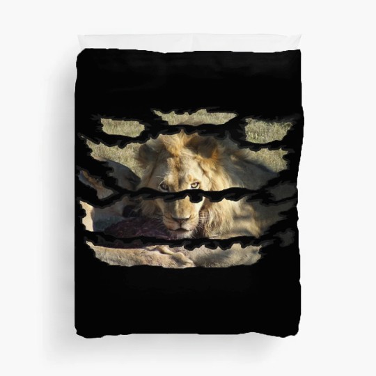 Ripped Wildlife Lion Stare Duvet Covers