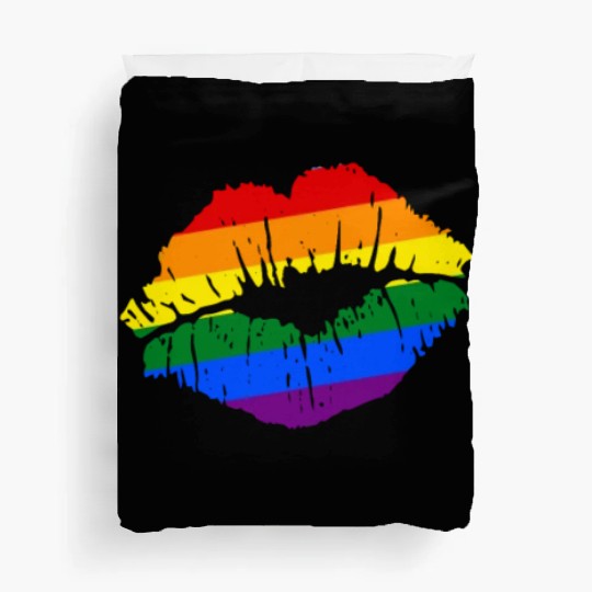 Artistic Gay Pride Rainbow Flag LGBTQ Lips Duvet Covers