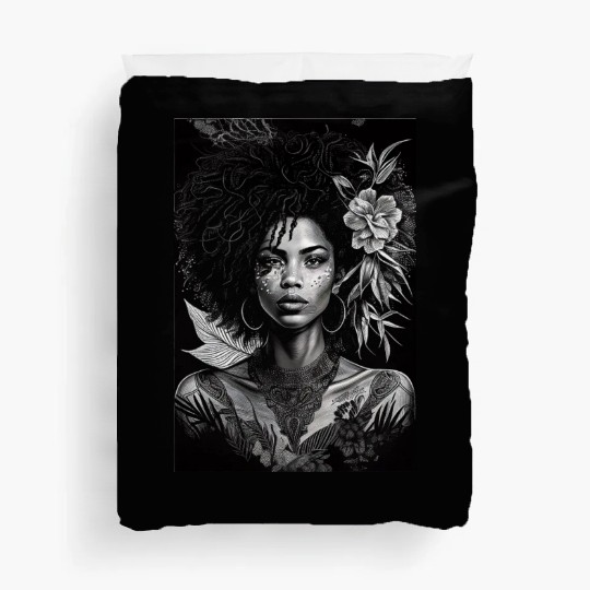 Black-and-White Afrocentric Art Duvet Covers