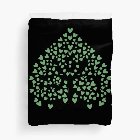 Tree of Life with Hearts Two Color Vector Duvet Covers