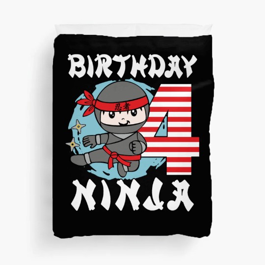 4th Birthday "Birthday Ninja" Boys Duvet Covers