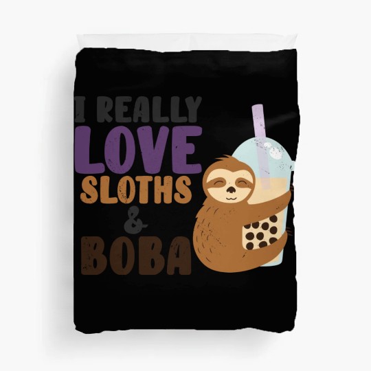Cute Lazy Sloth Boba Tea Sweet Bubble Tea Duvet Covers