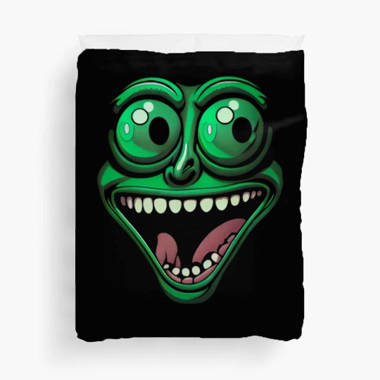Funny Green Crazy Face Eyes Game Gaming Duvet Covers