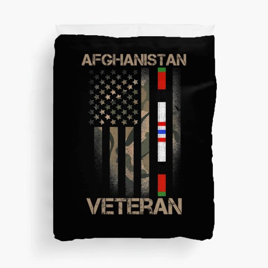 Afghanistan Veteran American US Flag Proud Army Mi Duvet Covers