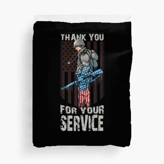 Thank You For Your Service Veteran US Flag Veteran Duvet Covers