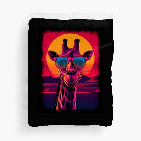 80s Synthwave Giraffe Duvet Covers
