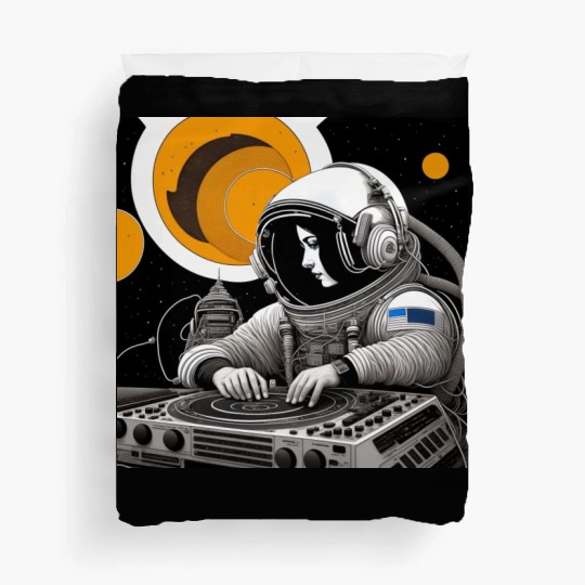 Intricate detailed artwork of astronauts using Duvet Covers