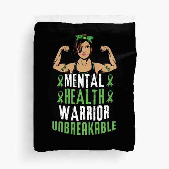 Green Mental Health Warrior Awareness Month Duvet Covers