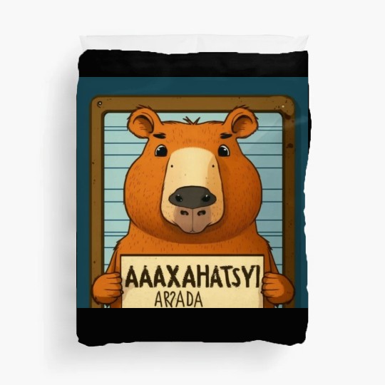 Capybara Mugshot Outlaw: Wanted for 93 Felonies Na Duvet Covers