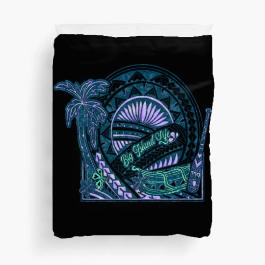 Big Island Outrigger Canoe Teal Tribal Duvet Covers