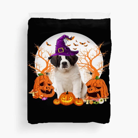 Dog Halloween Saint Bernard Dog Jack O Lantern Duvet Covers