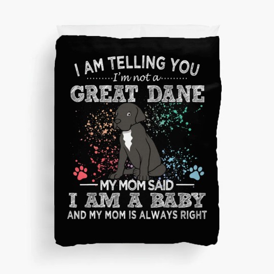 Black Great Dane Mom Puppy Baby Dog Mothers Day Duvet Covers