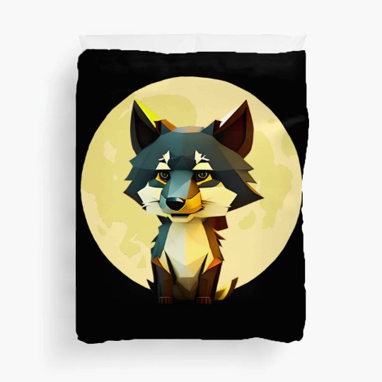 Wolf howling at the moon graphic Duvet Covers