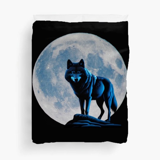 Wolf howling at the moon graphic Duvet Covers
