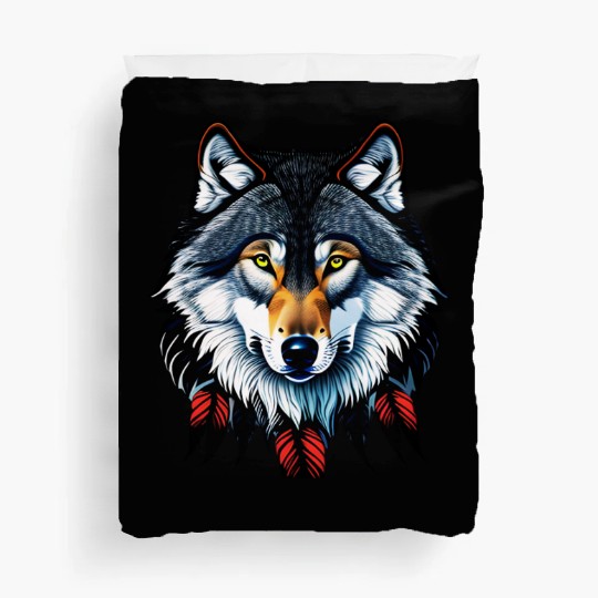 Wolf howling at the moon graphic Duvet Covers