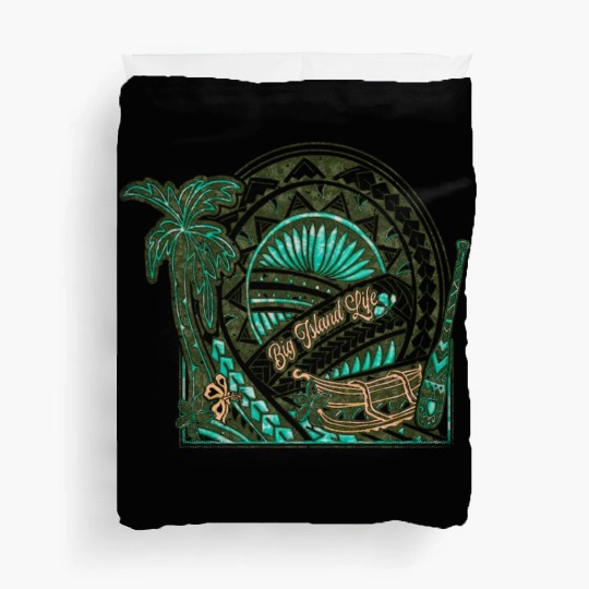 Big Island Outrigger Canoe Tribal Halftone Edges Duvet Covers
