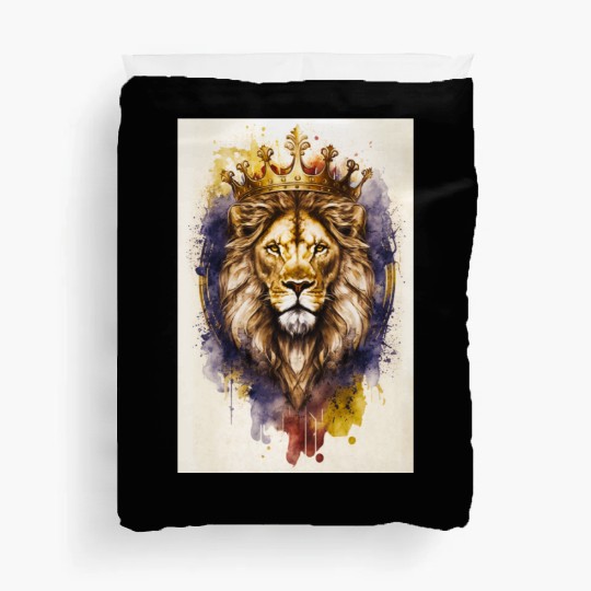 Lion watercolor king animal africa kids poster Duvet Covers