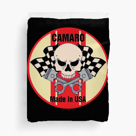 Camaro Made in USA skull & pistons Duvet Covers