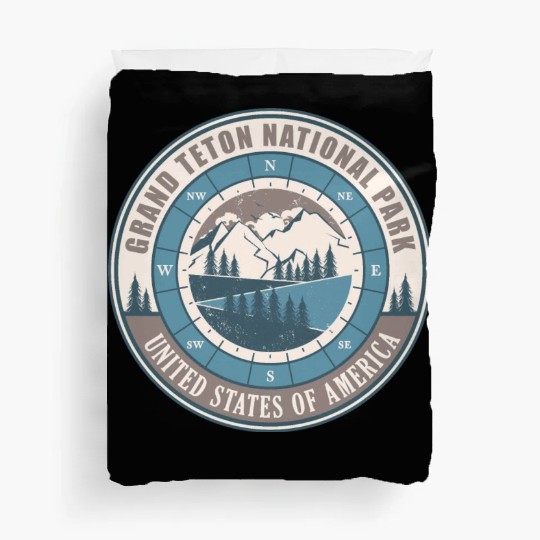 Grand Teton National Park US Vintage Hiking Duvet Covers