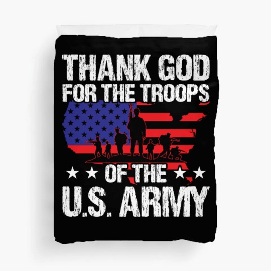 Soldier thank god for troops of us army military Duvet Covers
