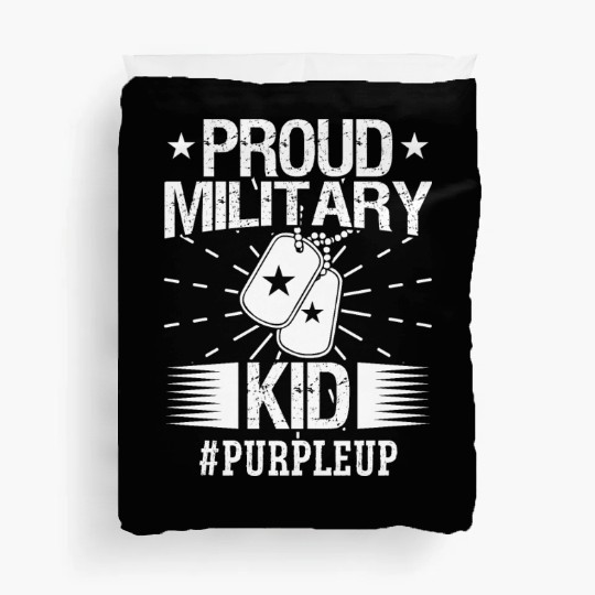 Soldier proud military kid #purpleup army veteran Duvet Covers