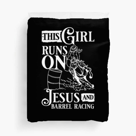 This Girl Runs Jesus Barrel Racing vintage Duvet Covers