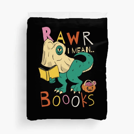 Reading Teacher Halloween T Rex Ghost Book Duvet Covers