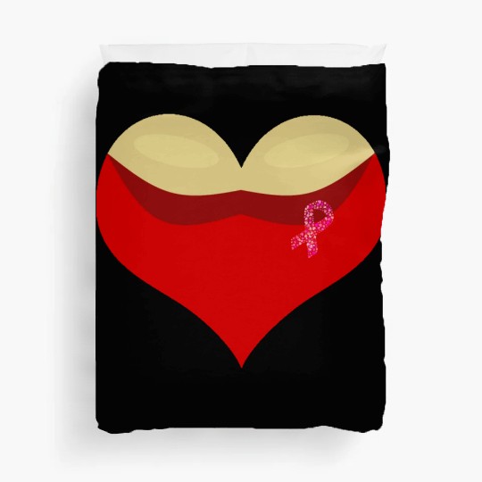 Cancer awareness Boobies love heart Duvet Covers