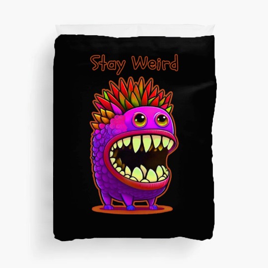 Stay Weird Monster Doodle Violet Duvet Covers