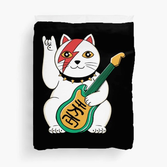 Lucky Cat Guitar Guitarist Duvet Covers