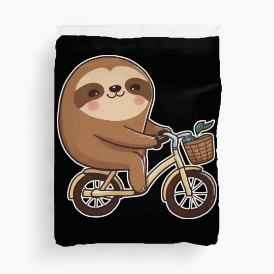 Sloth driving bicycle - funnylazy bike driver gift Duvet Covers