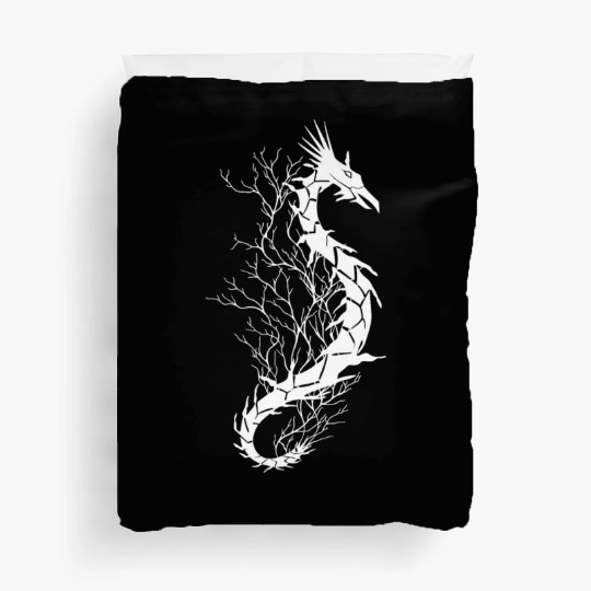 Sea life, sea dragon, white Duvet Covers