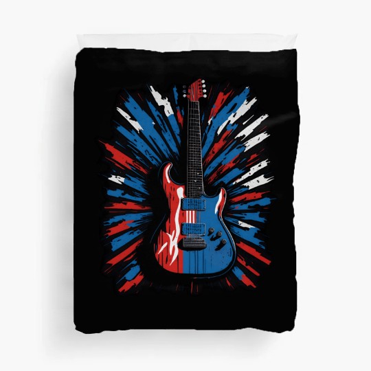 Electric guitar in Union Jack flag colors Duvet Covers