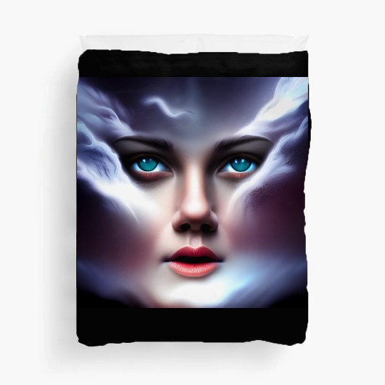 Face in the storm Duvet Covers