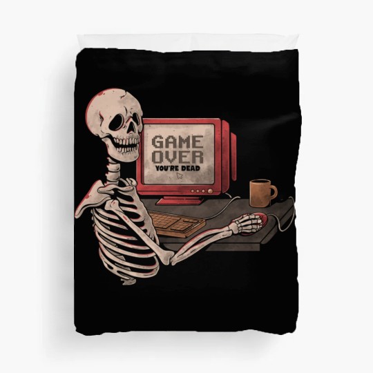 Game Over Skull Funny Geek Skeleton Gift Duvet Covers