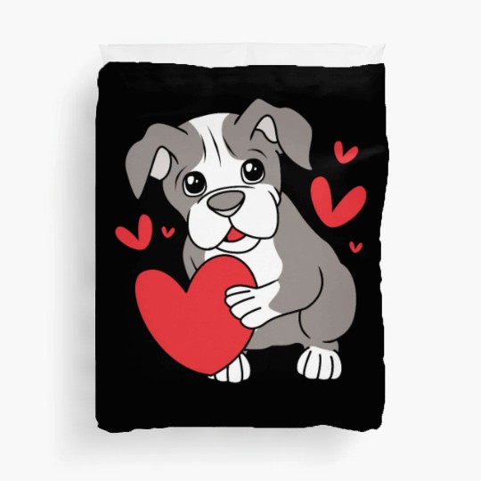 Cute Heart Puppy Boston Terrier Dog Duvet Covers