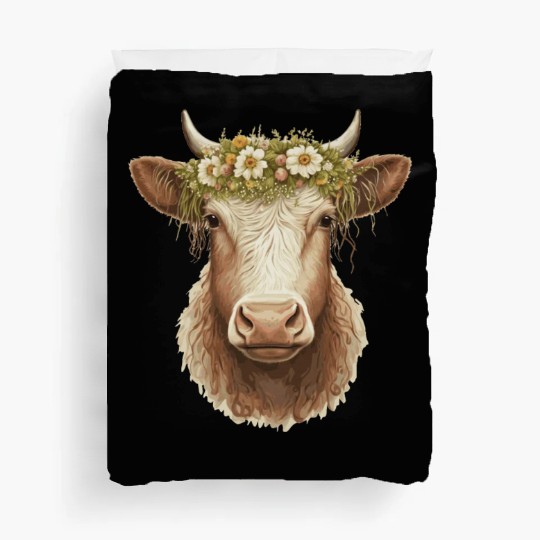 Flower Crown Cow Floral Farm Animal Pet Duvet Covers