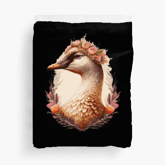 Flower Crown Goose Floral Farm Animal Pet Duvet Covers