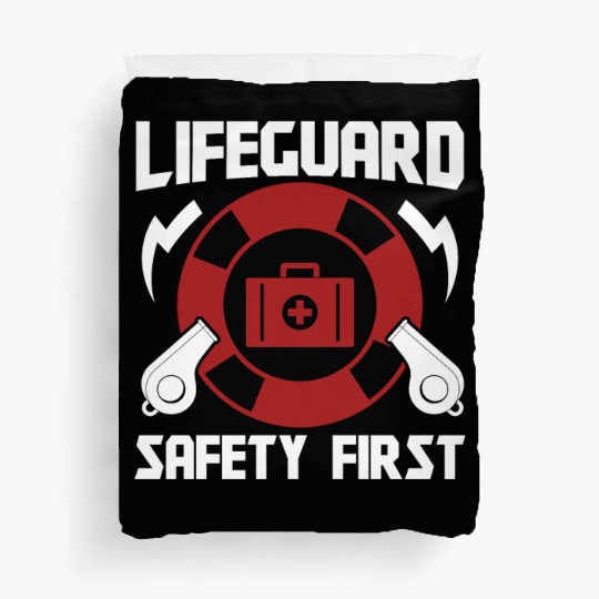 Lifeguard safety first pool guard sea rescuer Duvet Covers