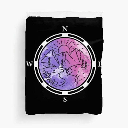 Hiker Mountains Compass climbing Mountaineering Duvet Covers