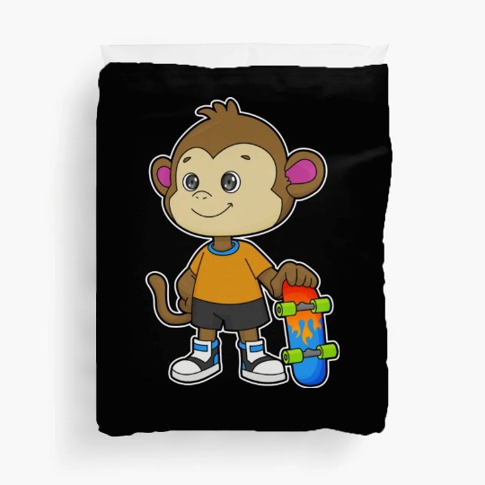 Monkey As Skater With Skateboard Duvet Covers