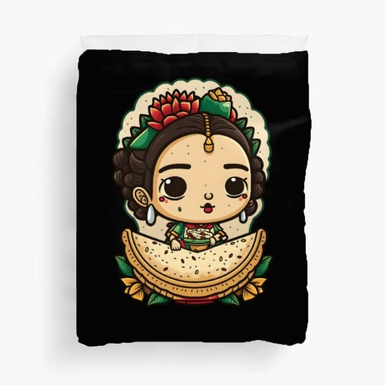 Frida Kahlo & Tacos Cinco De Mayo Mexican Fiesta Duvet Covers