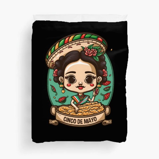 Frida Kahlo & Tacos Funny Cinco De Mayo Mexican Duvet Covers