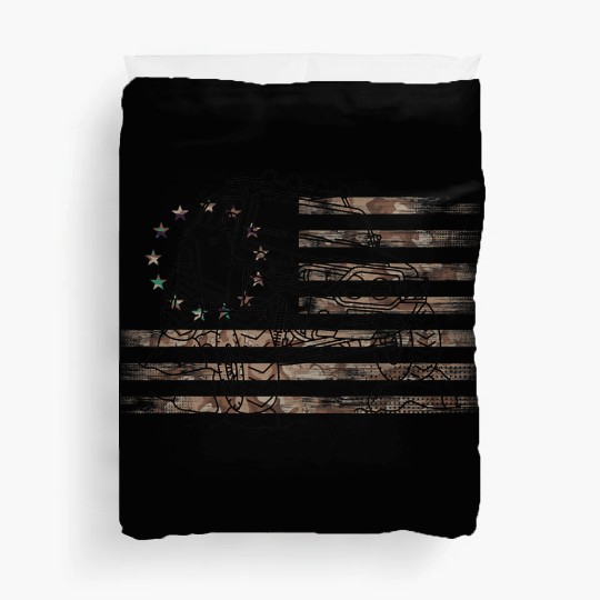 Adventure 101 FJ cruiser Camo US Flag 4wd Overland Duvet Covers