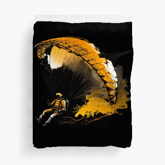 cool paraglider in action Duvet Covers