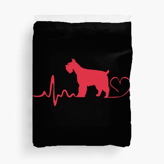 Schnauzer Dog Heartbeat Miniature Schnauzer Duvet Covers