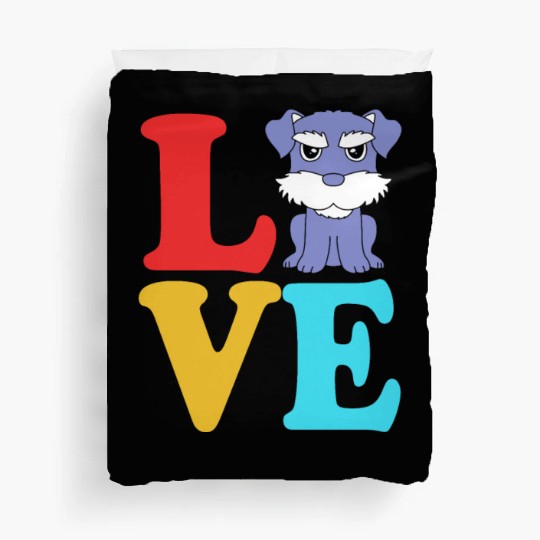 Schnauzer Puppy I love My Miniature Schnauzer Duvet Covers