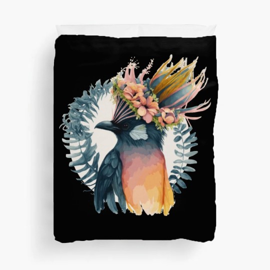 Cute Bird Of Paradise Bird Flower Crown Pet Birds Duvet Covers